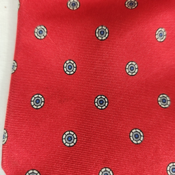 Dior Classic Red Tie with Blue Dots Vintage Silk - Picture 3 of 5